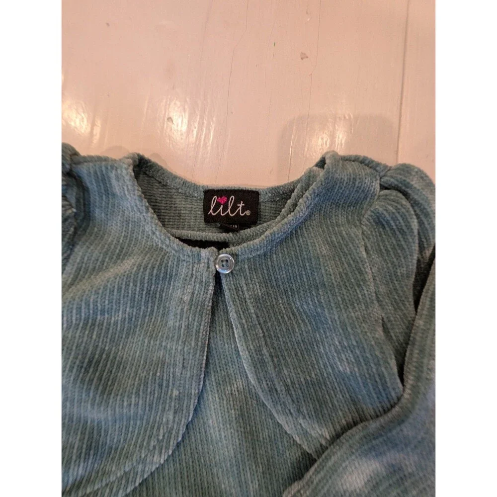 Lilt Brand Light Green Girls 3T Tulle Dress With Unicorns And Crop Sweater